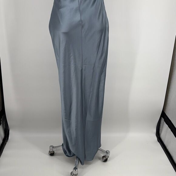 Revelry Jade Satin Charmeuse One -Shoulder Maxi Dress French‎ Blue 2 - Picture 5 of 15